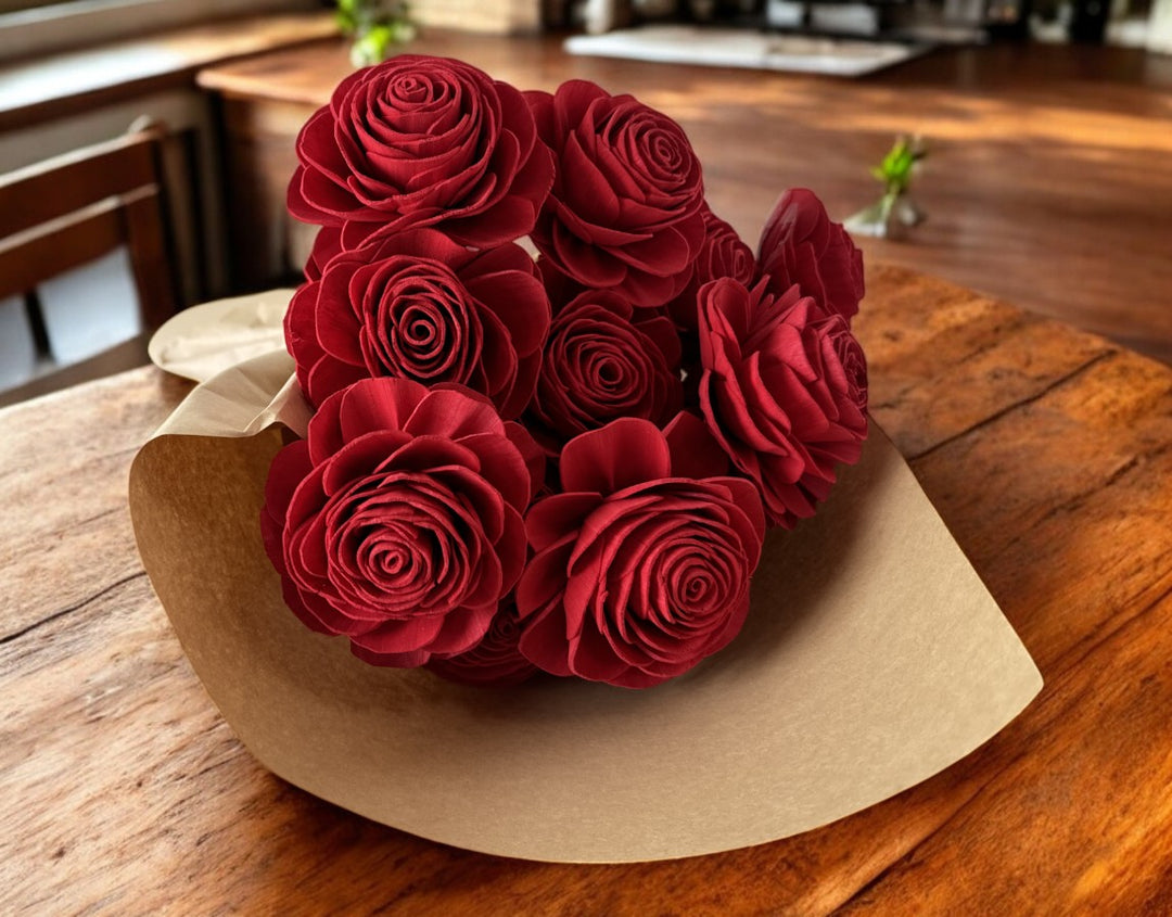 Stemmed Wood Flowers - New Beauty Cherry Red - Luv Sola Flowers