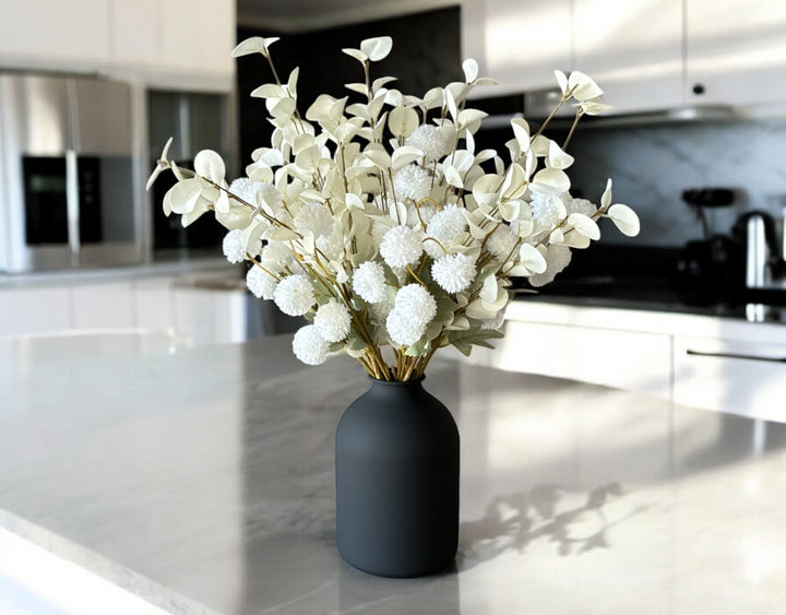 Ivory Grace Faux Arrangement - Kiku and Eucalyptus - Luv Sola Flowers