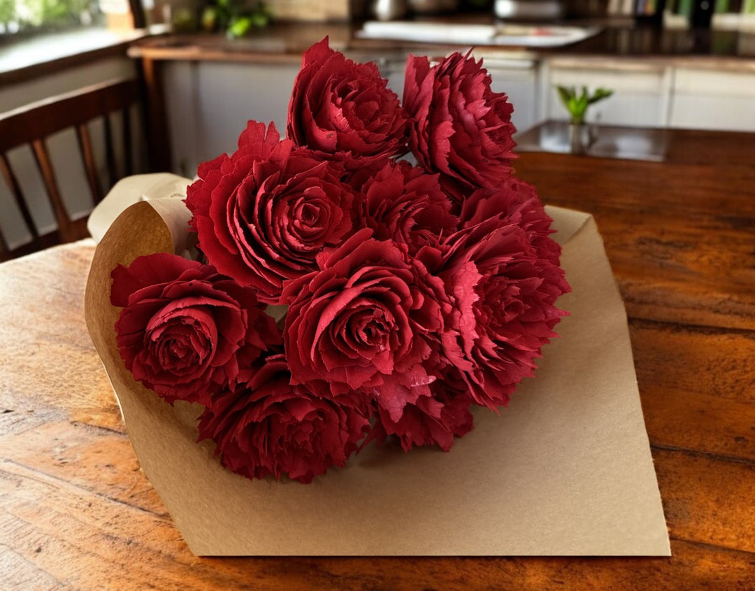 Stemmed Wood Flowers - Helena Cherry Red - Luv Sola Flowers