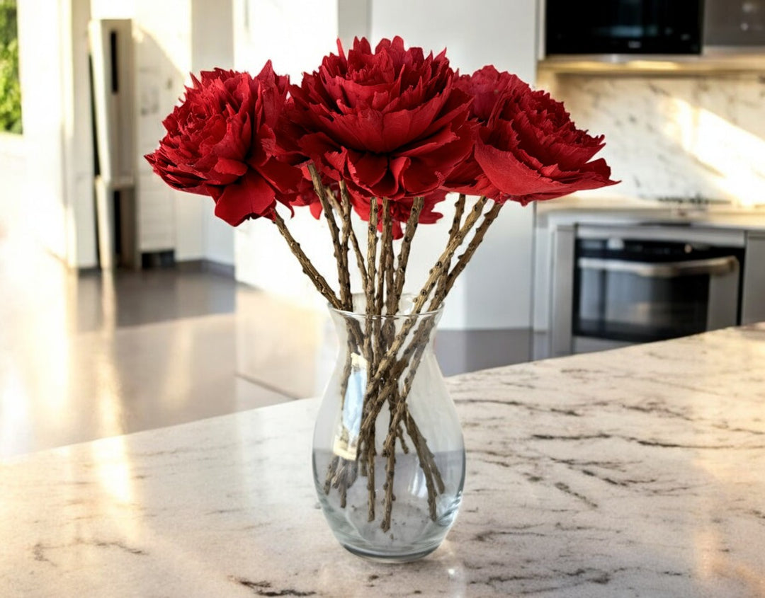 Stemmed Wood Flowers - Helena Cherry Red - Luv Sola Flowers