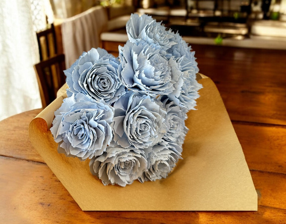 Stemmed Wood Flowers - Helena Pale Blue - Luv Sola Flowers