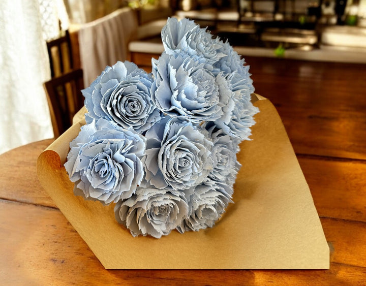 Stemmed Wood Flowers - Helena Pale Blue - Luv Sola Flowers