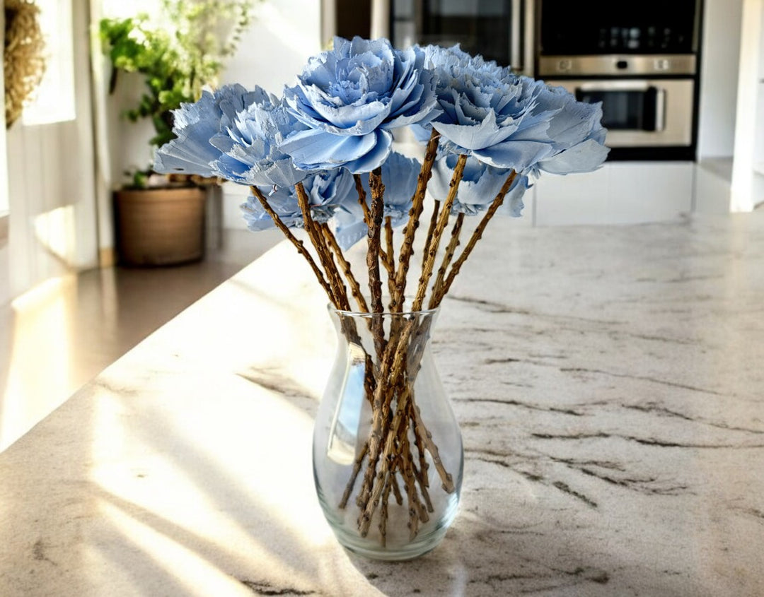 Stemmed Wood Flowers - Helena Pale Blue - Luv Sola Flowers