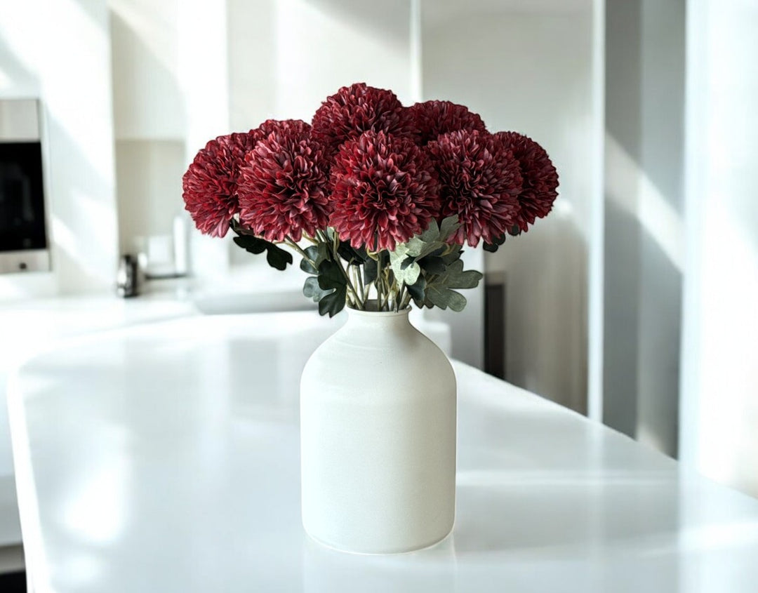 Large Faux Kiku Flower - Burgundy - Luv Sola Flowers