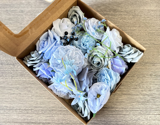 Artificial Flowers Combo Box - Dusty Blues - Luv Sola Flowers