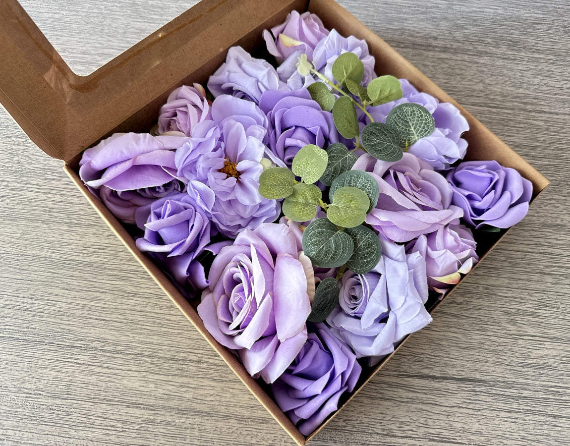 Artificial Flowers Combo Box - Lilac & Lavender - Luv Sola Flowers