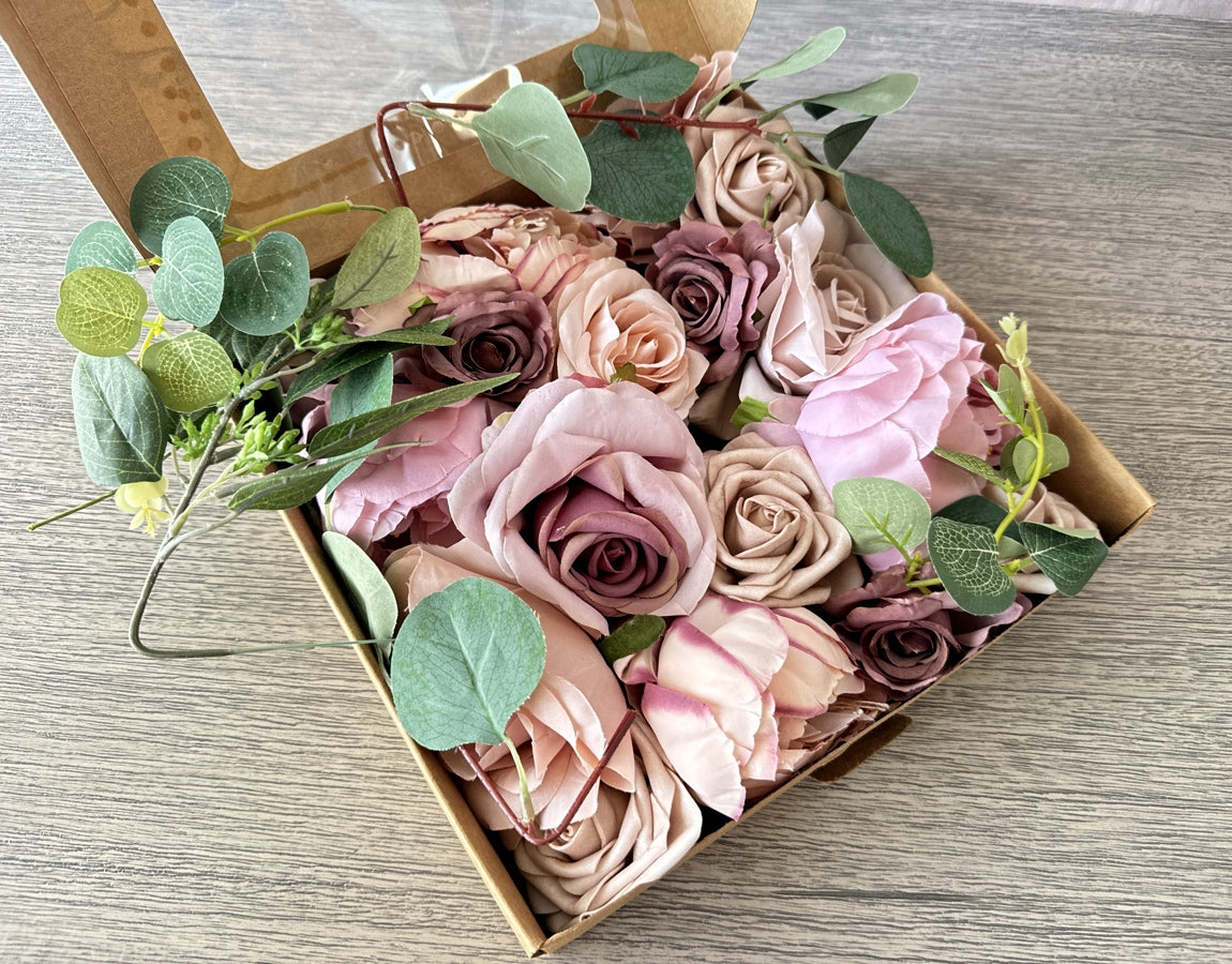 Artificial Flowers Combo Box - Rosey Mauve - Luv Sola Flowers