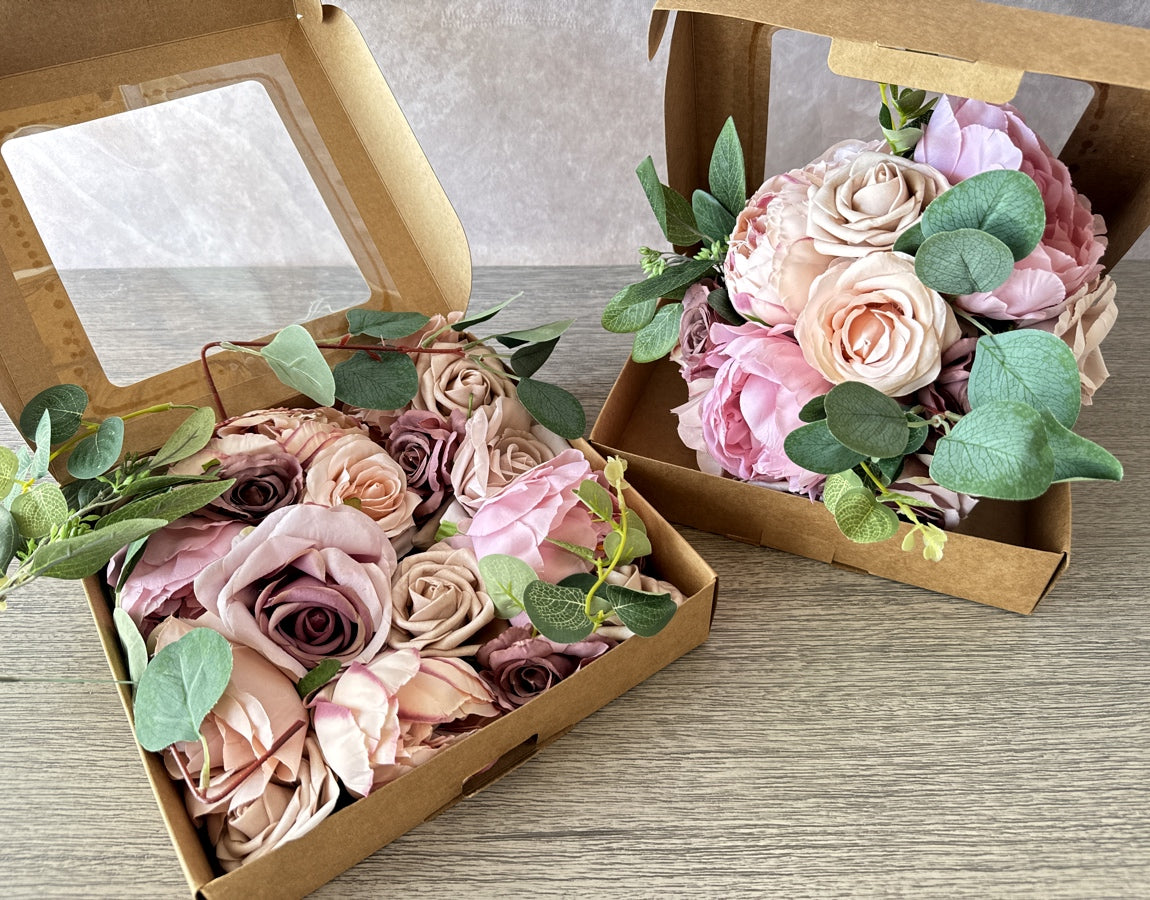 Artificial Flowers Combo Box - Rosey Mauve - Luv Sola Flowers