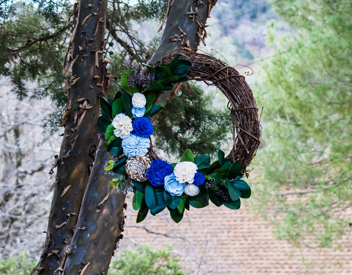 Sola Wood Flowers - Blue Hue Wreath - Luv Sola Flowers