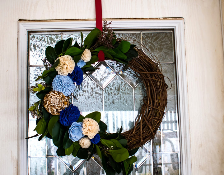 Sola Wood Flowers - Blue Hue Wreath - Luv Sola Flowers