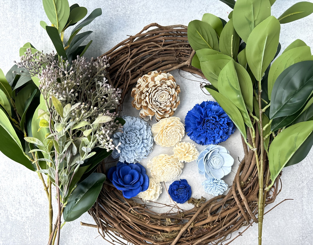 Sola Wood Flowers - Blue Hue Wreath - Luv Sola Flowers