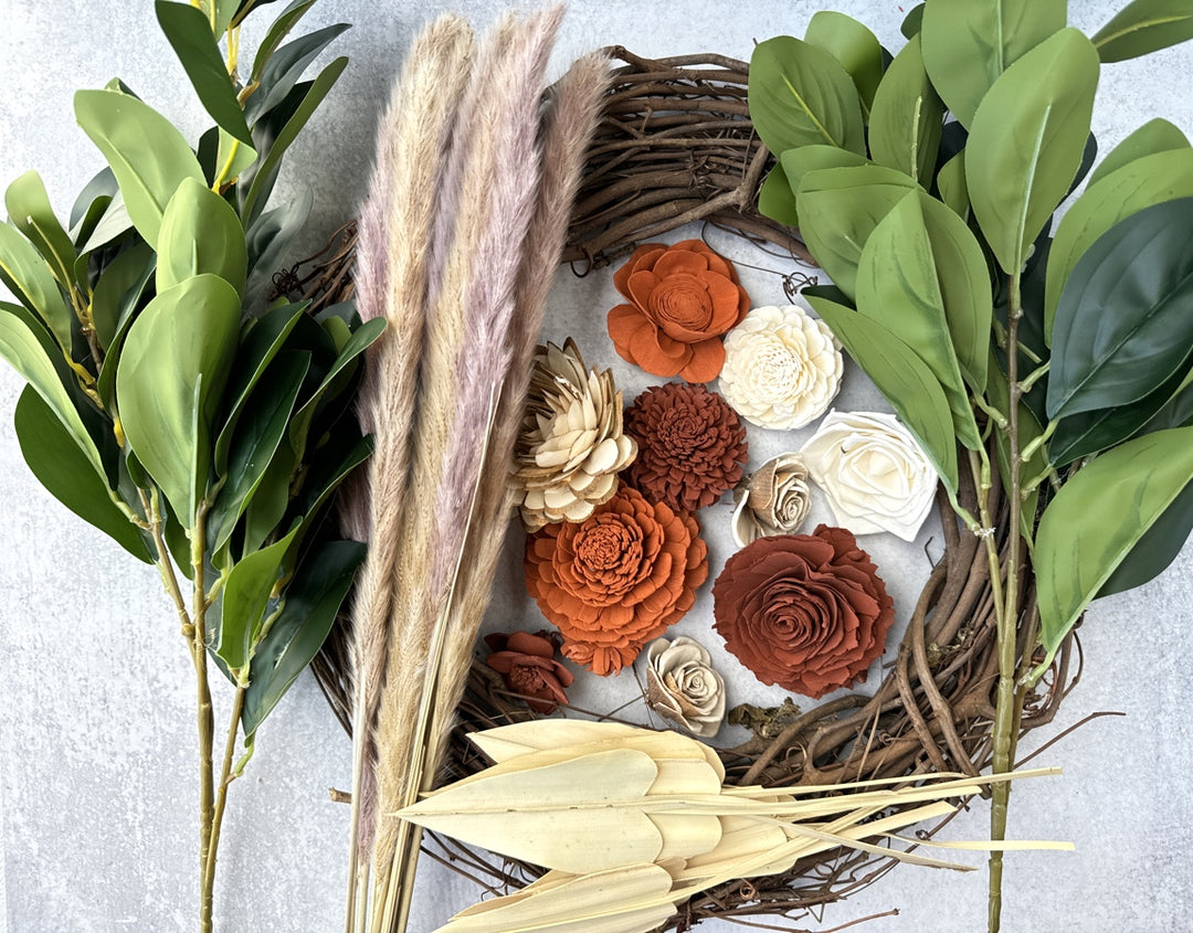 Sola Wood Flowers - Boho Style Wreath - Luv Sola Flowers