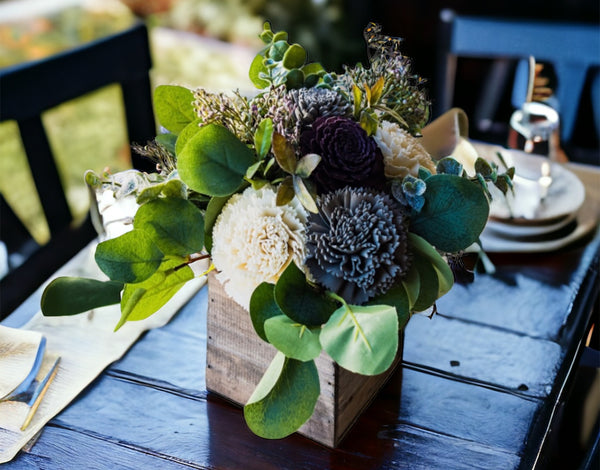 Flower Centerpiece in Wood Box