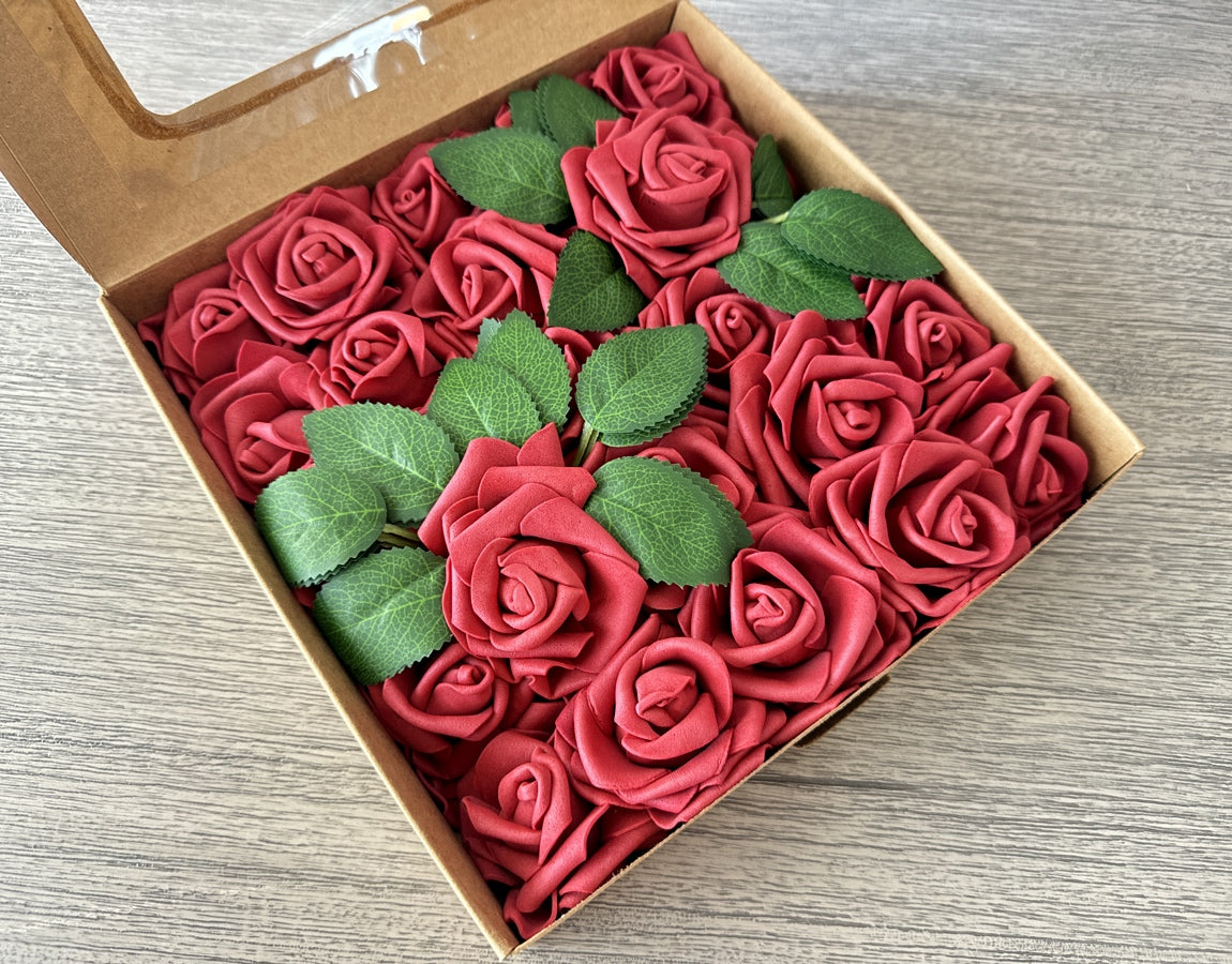 Foam Rose Box - Dark Red - Luv Sola Flowers