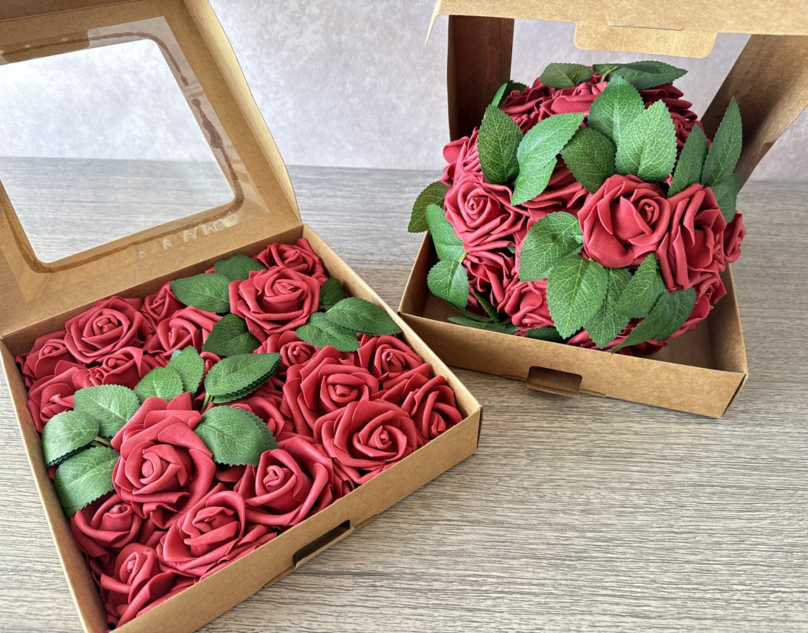 Foam Rose Box - Dark Red - Luv Sola Flowers