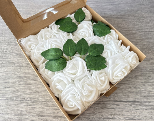 Foam Rose Box - White - Luv Sola Flowers