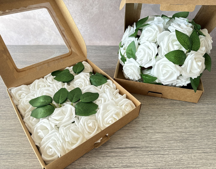 Foam Rose Box - White - Luv Sola Flowers