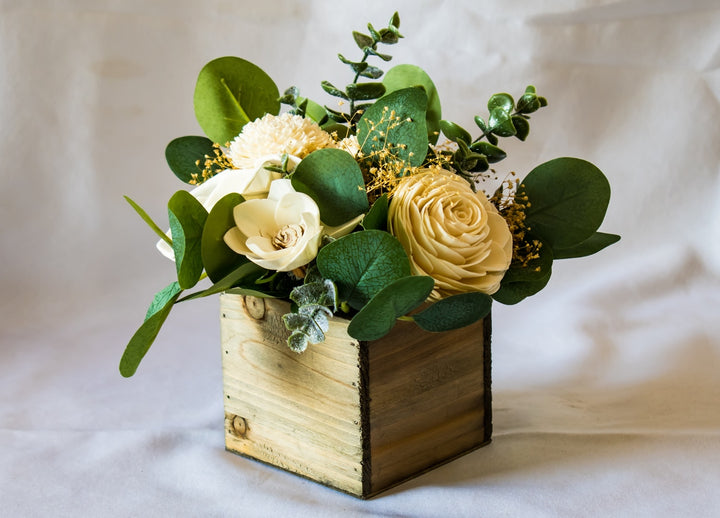 Sola Wood Flowers - Rustic Raw Wood Box - Luv Sola Flowers