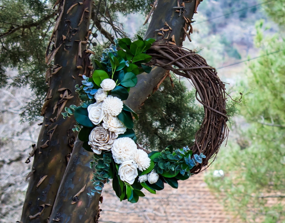 Sola Flower outlet Wreath with rich black flower form